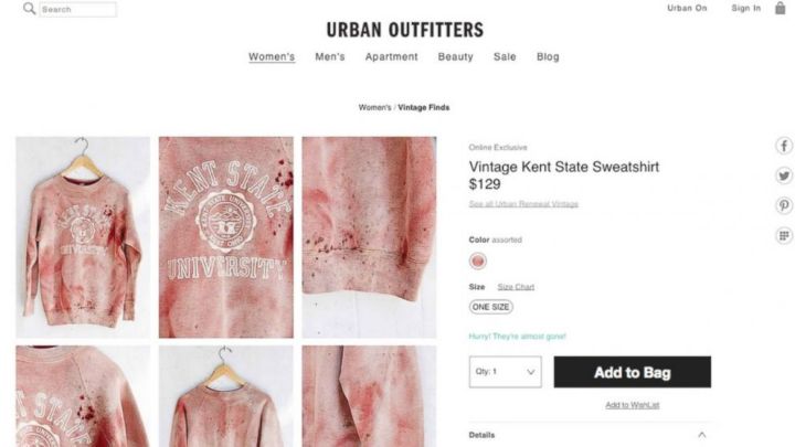 Urban Outfitters made a big mistake when it marketed this red-stained sweatshirt because it evoked the 1970s shootings on campus of Kent State students.