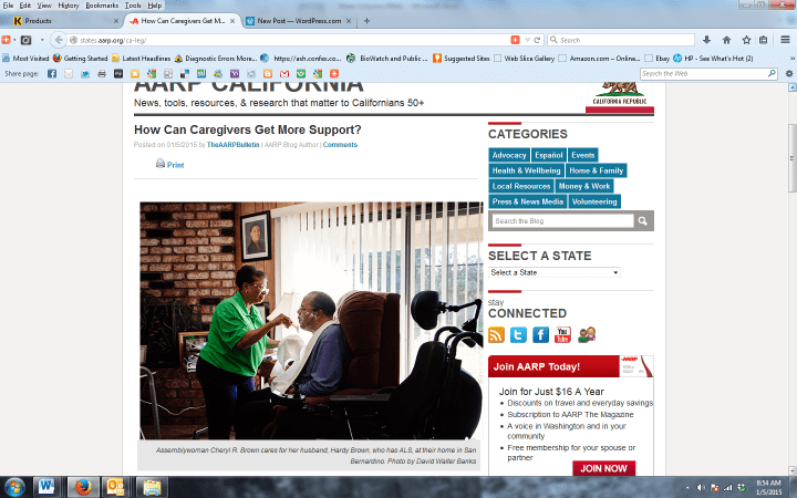 Assemblywoman Cheryl Brown helps her husband, Hardy, with daily tasks. She is authoring legislation to help California caregivers.